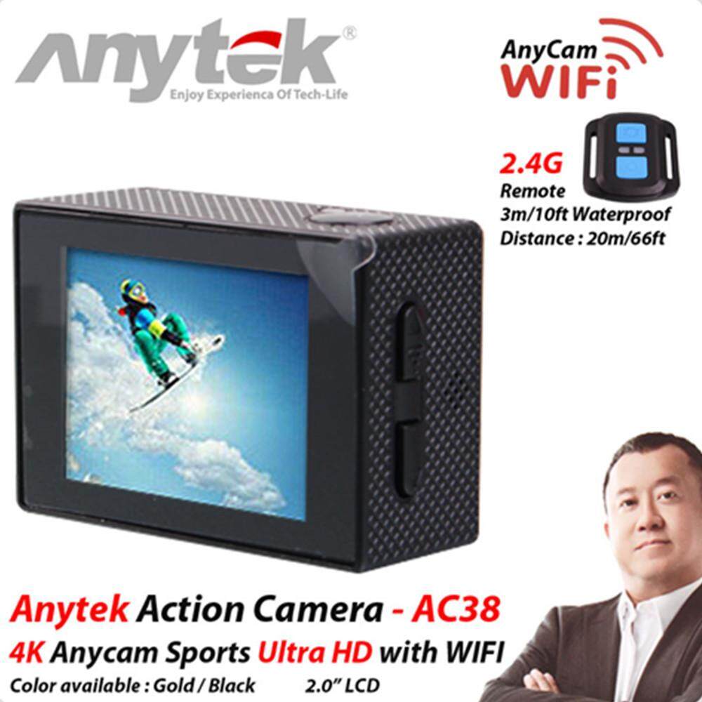 ANYTEK 4K AnyCam CAR DVR AC-38 3-in-1 Ultra HD Action Camera, Camera and DVR Function + 2 Free Gift (Black)