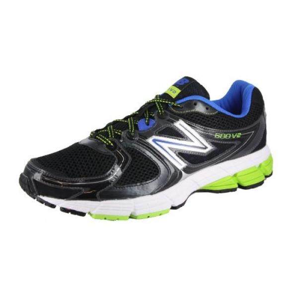 New Balance Pria M680V2 Lari Shoe, Hitam/Biru, 11 D AS-Internasional