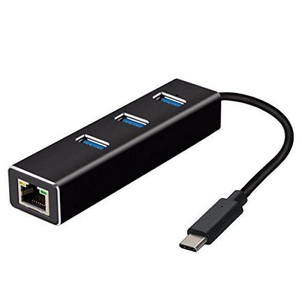 Ale Barisc Type-c Ke 3-Port Usb 3.0 Hub dengan Adaptor Gigabit Ethernet untuk USB-C Perangkat Termasuk macbook 2016 Yang Baru, chromebook Piksel, Huawei Matebook dan Lainnya-Internasional