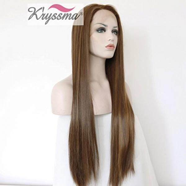 Kryssma Manekin Tangan Diikat dengan Harga Murah Renda Depan Lensa Okuler Daya Pandang Luas untuk Wanita Hitam Coklat dengan Cuplikan Panjang Lurus Penuh Wig Tahan Panas 24 Inches-Intl