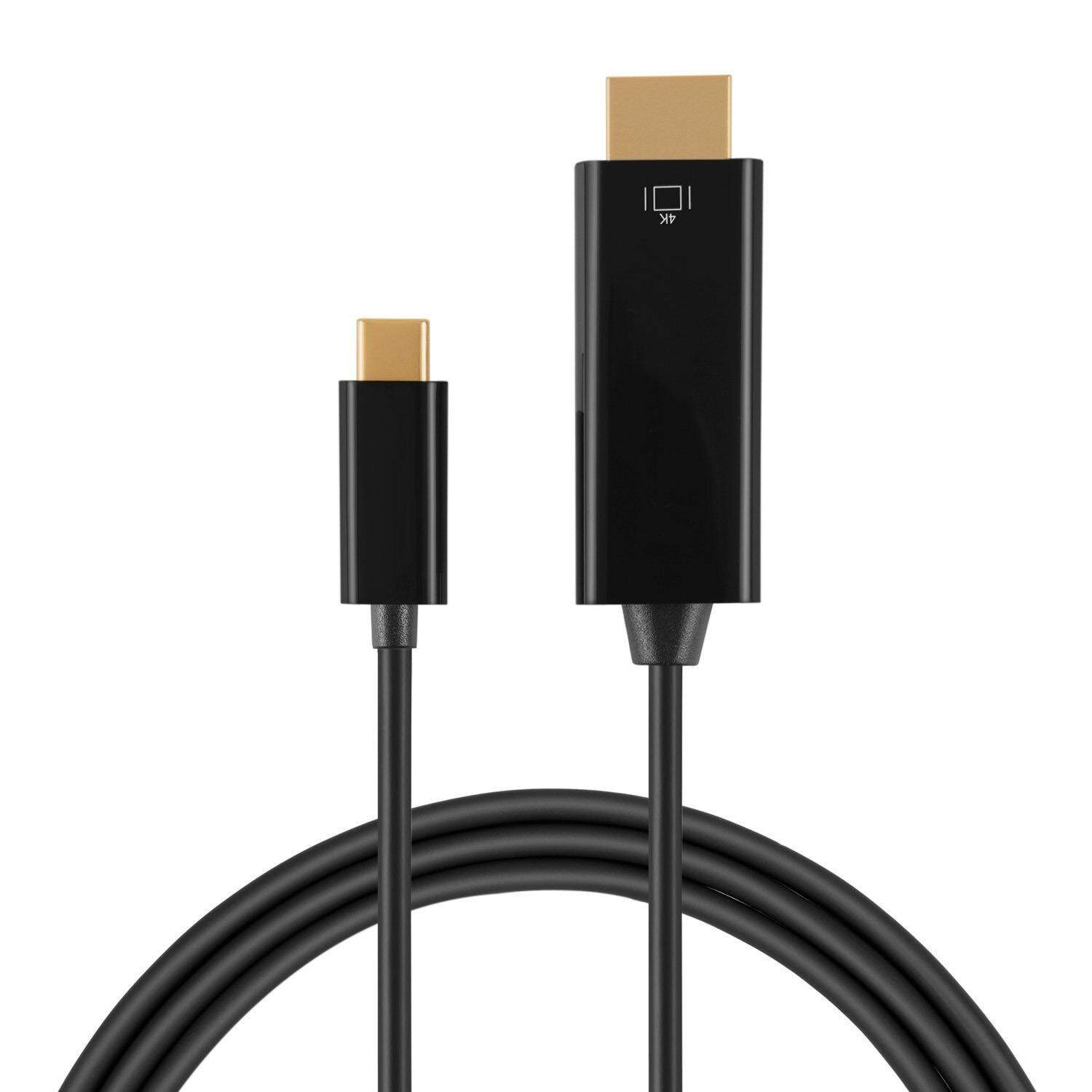 USB-C to HDMI, 6 Feet Type C to HDMI 4K Cable, Thunderbolt 3 compatible, DP Alt Mode, Male to Male, for MacBook/ MacBook Pro/ iMac 2017/ Chromebook Pixel/ Yoga 910/ XPS 13, 1.8 M (Black)