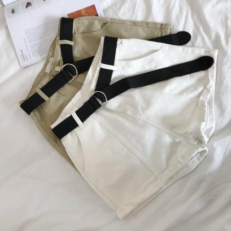 Xiaozhainv  Women's denim shorts Korean version of the loose curling retro wide leg shorts hot pants high waist jeans