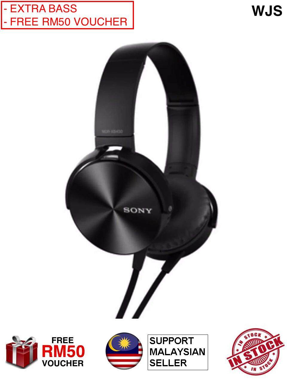 (HIGH QUALITY ASSURED) Sony MDR-XB450AP Extra Bass Sony Extra Bass Smartphone Headset Handsfree Headphone Earphone Black Silver Red Blue Gold (FREE RM50 VOUCHER)