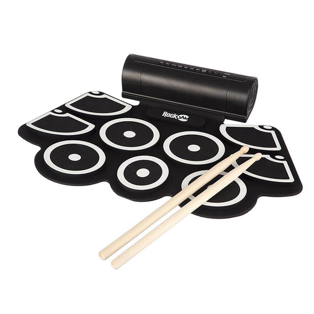 Opoopv W760 Portable 9 Pad Drum Elektronik Papan Latihan Silikon Roll Up Alat Musik untuk Anak-anak dan Begineer-Intl