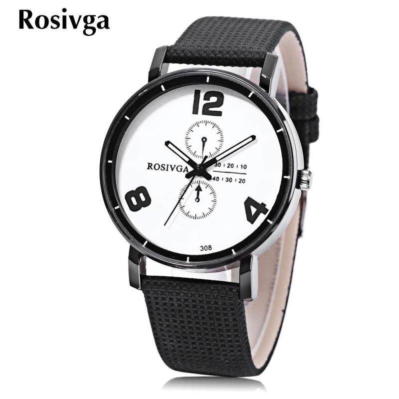Rosivga 308 Unisex Quartz Watch Leather Band Luminous Pointer Decorative Sub-dial Wristwatch Malaysia