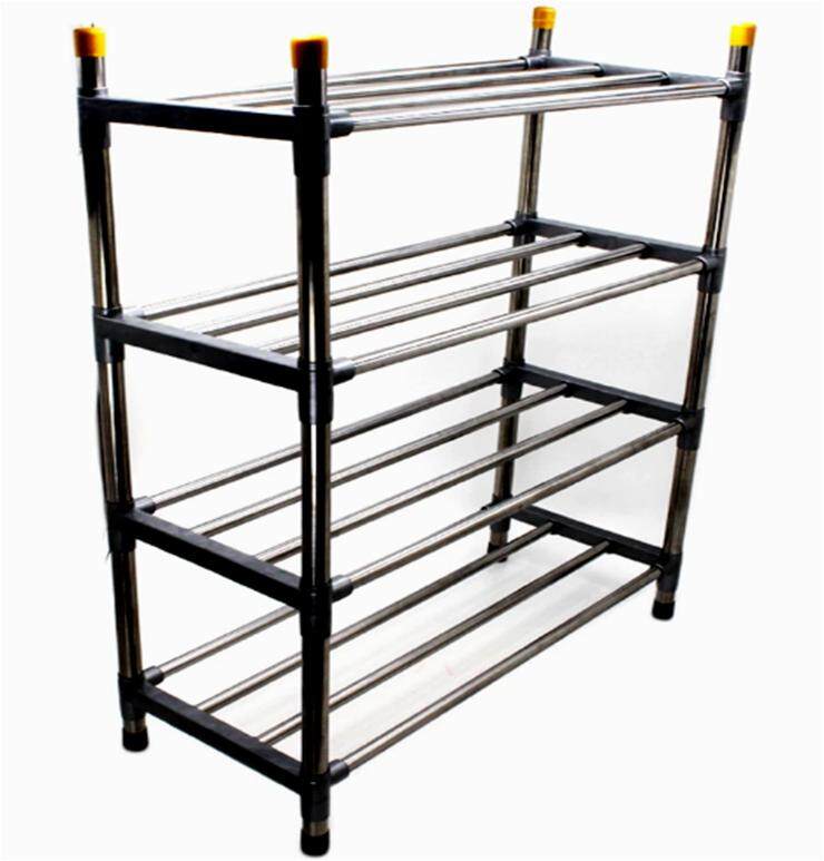 Shoe Rack 4 Tier Stainless Steel with Black Colour Joint 11street