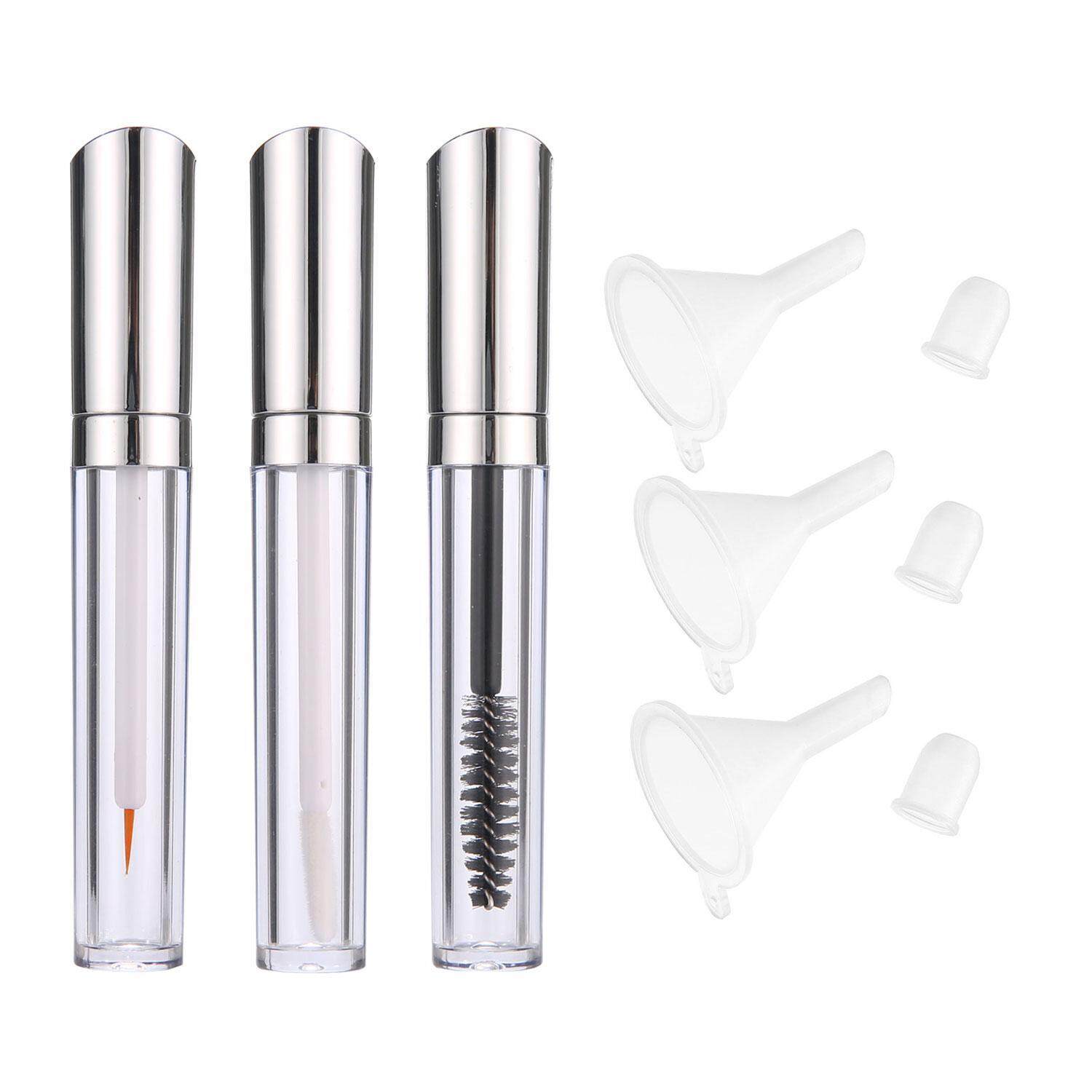Niceeshop Kosong Mascara Tabung Eyeliner Botol Bibir Gloss Tabung Vials Wadah dengan Wands Brushes dan Sisipan Karet, corong untuk Castor Minyak (5 Ml)-Internasional