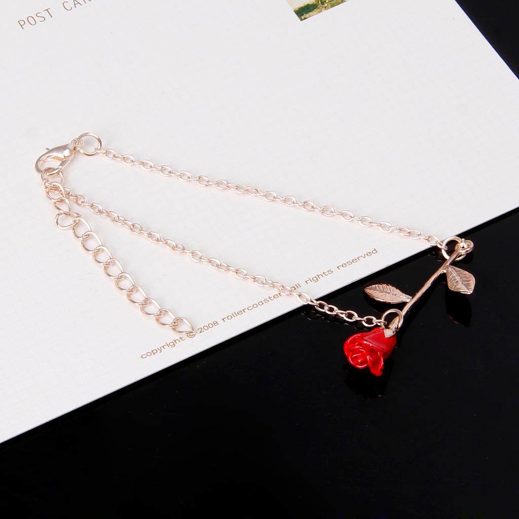 3D Red Rose Flower Charm Bracelet For Women Beauty And Beast Rose Jewelry Gifts - Intl August 2018 - 4 3D Red Rose Flower Charm Bracelet For Women Beauty and Beast Rose Jewelry Gifts - intl - 4