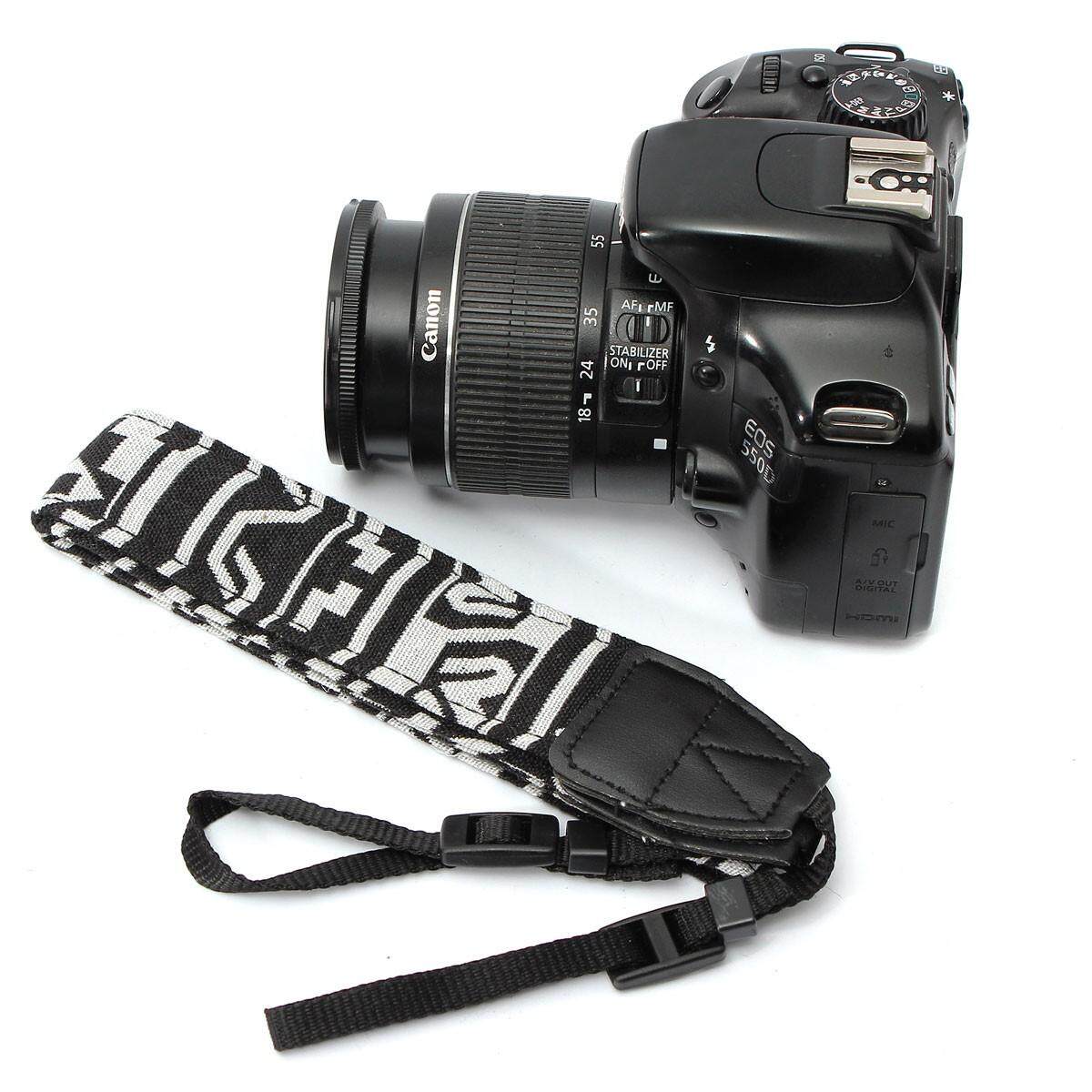 Universal Hitam & Putih Kamera Bahu Leher Tali Sabuk untuk SLR DSLR Nikon Canon