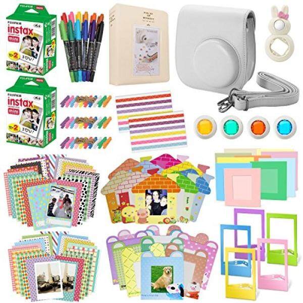 Xpix 135 PC. Fujifilm Instax Mini 8/8 + (Putih) Aksesori Kit-Termasuk 40 Film Instax, Case Album cermin Swafoto, 4 Berwarna Close Up Filter 40 Bingkai Film 12 Pensil Warna & Lengkap Bundle-Intl