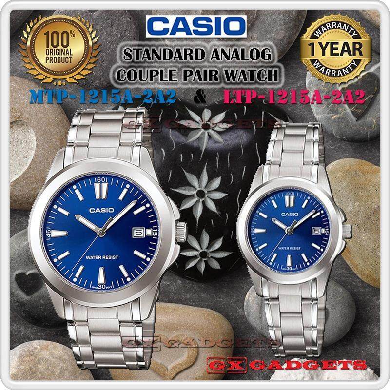 CASIO MTP-1215A-2A2 + LTP-1215A-2A2 STANDARD Analog Couple Pair Watch Date Stainless Steel Band WR MTP-1215 LTP-1215 1215A Series Malaysia