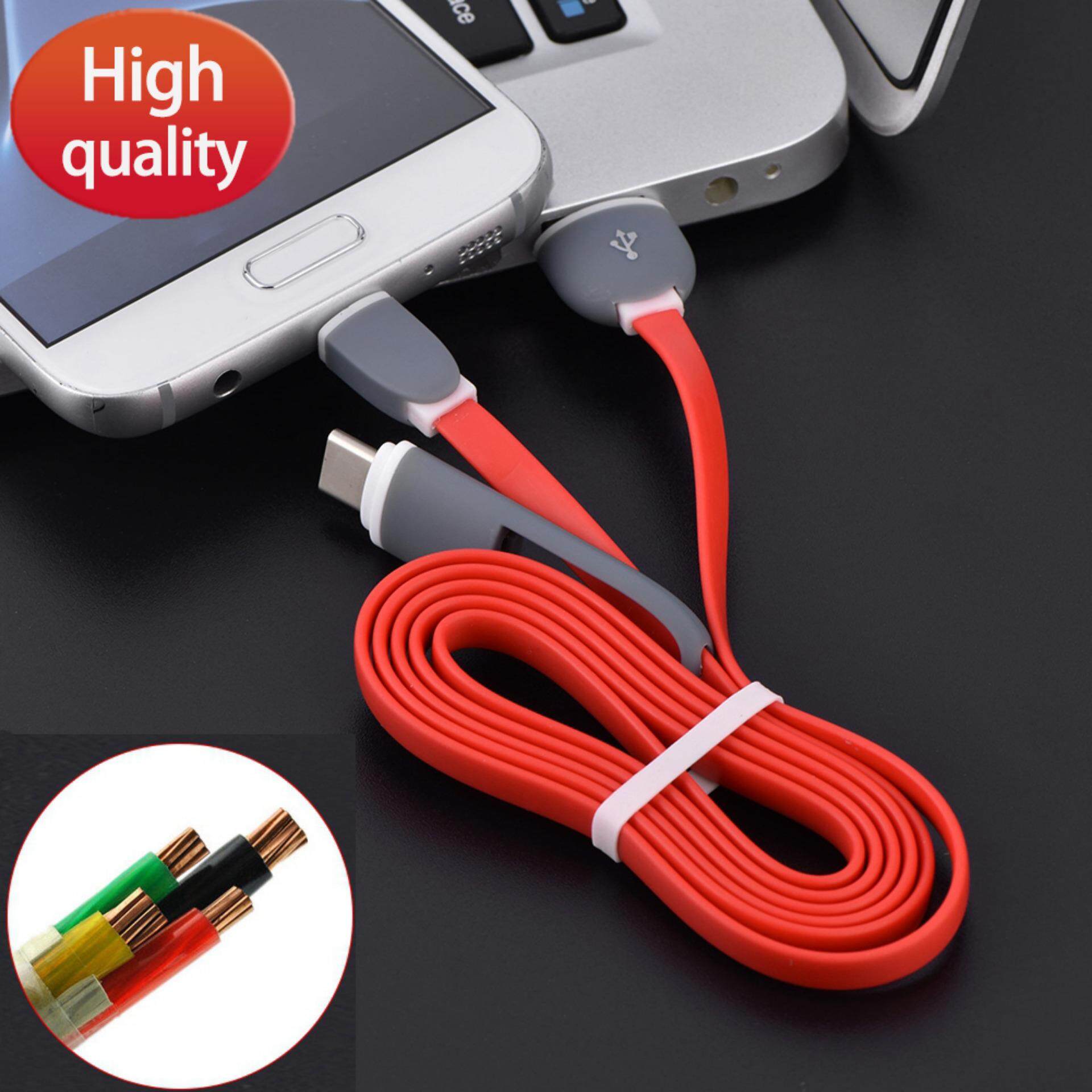 【Promotions】1M / 3FT 2 In 1 Micro USB & Type C TPE Fast Charging & Sync Data Cable Wire for Android Red