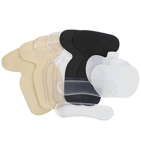 5 Pcs Silikon Gel Perekat Sepatu Bantalan Tumit Kumpulan Sol Kembali Alas Busa Cushion Liner Grip Pelindung (Transparan Hitam dan Krem)