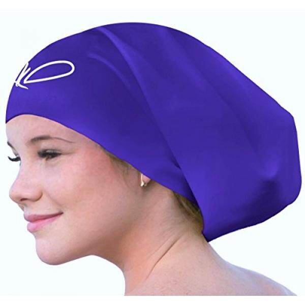 Lahtak Perdagangan; Tambahan Besar Renang Tutup-Premium anti-Air Silikon Berenang Topi untuk Rambut Panjang Wanita & Pria Dirancang untuk Rambut Tebal, keriting atau Gimbal Rambut Setelan Perenang Rekreasi (Bluebonnet Biru)-Internasional