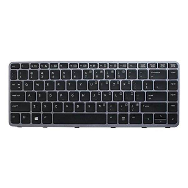 Penggantian Acompatible Lampu Latar Keyboard untuk HP EliteBook Folio 1040 G1/1040 G2 Laptop Tombol Hitam Bingkai Perak-Internasional