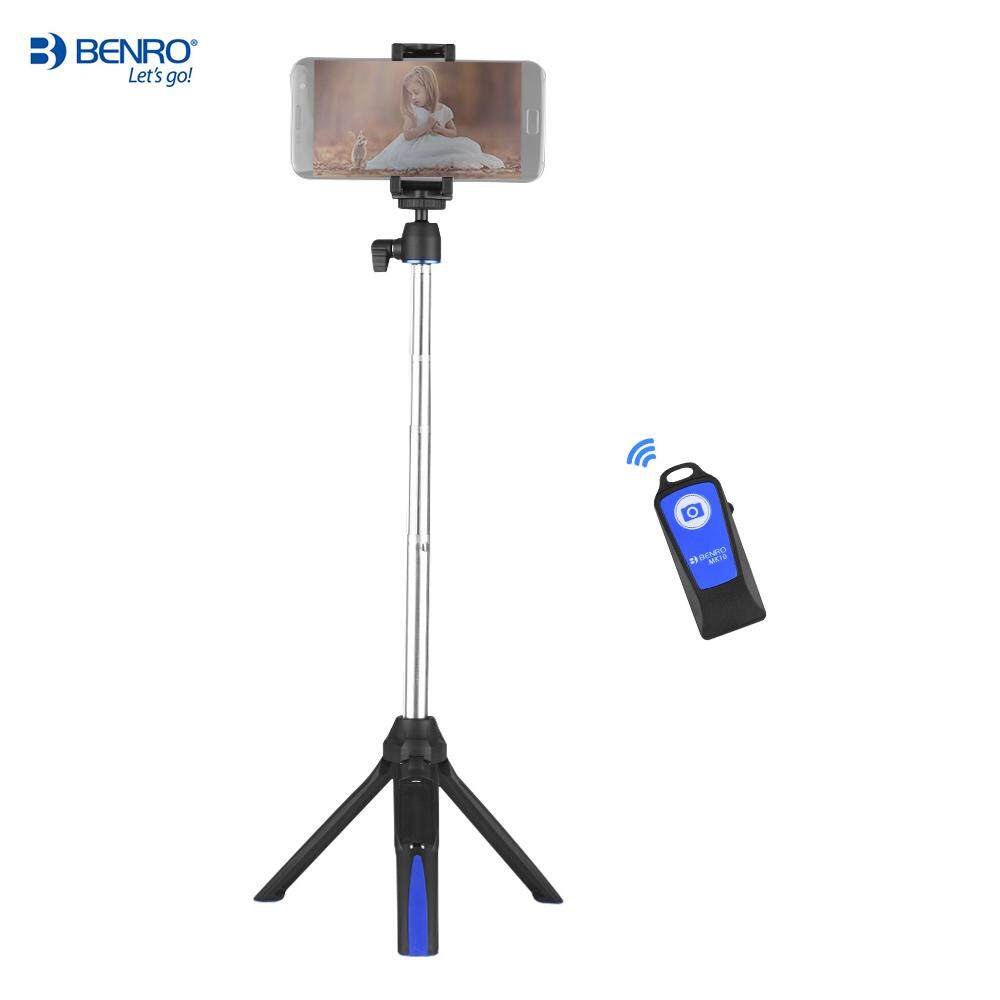 Benro MK10 Multifungsi Mini Tripod Meja Dapat Diperpanjang Selfie Stick Bluetooth Monopod Remote Dudukan Telepon untuk iPhone X 8 8 Plus untuk android Smartphone untuk Kamera Aksi GoPro-Intl
