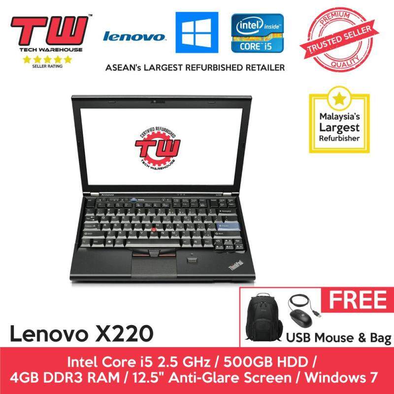 Lenovo X220 Core i5 2.5 GHz / 4GB RAM / 500GB HDD / Windows 7 Laptop / 3 Months Warranty (Factory Refurbished) Malaysia