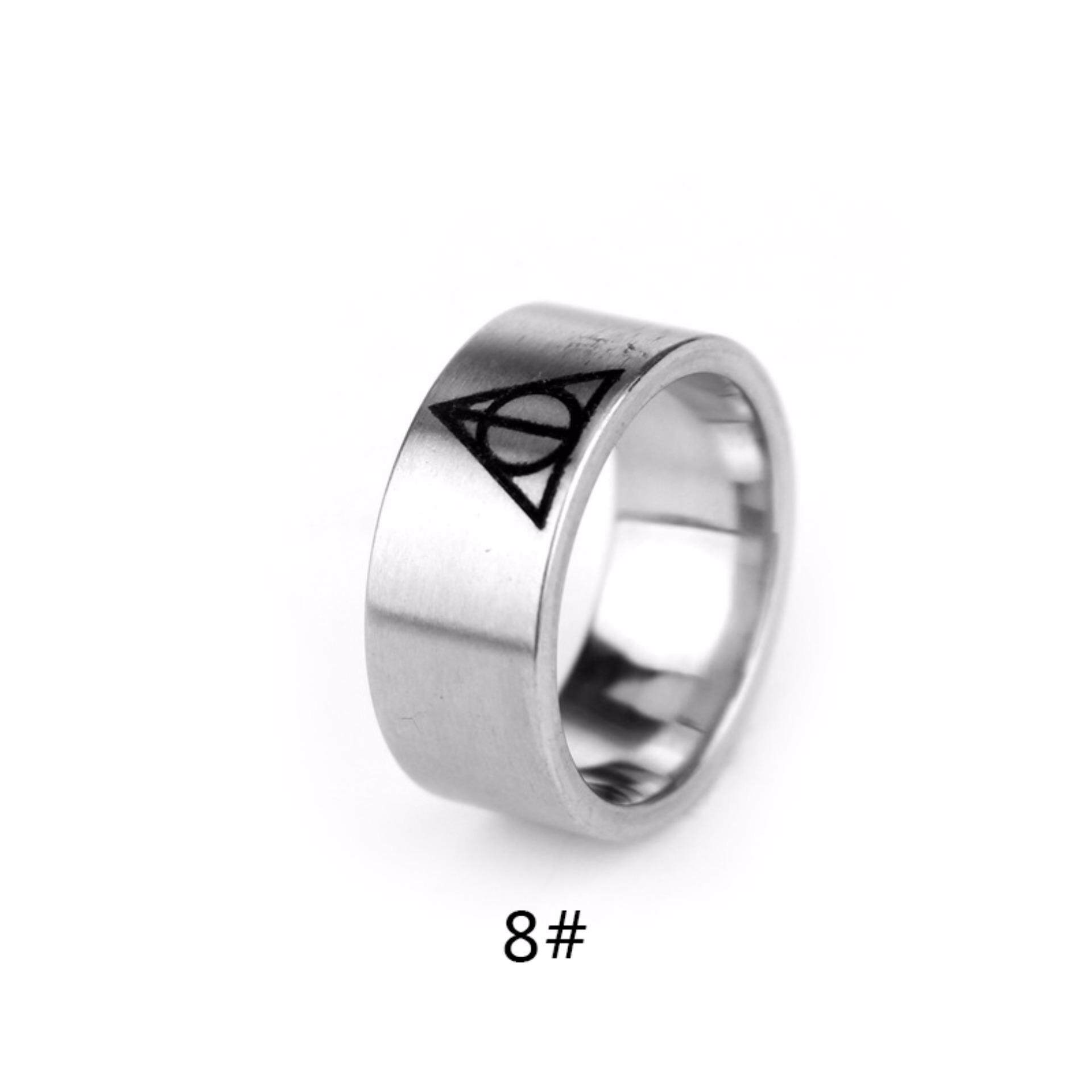Film Harry Ρotter Luna Deathly Hallows Segitiga Cincin Wanita Modis Perhiasan (7-13 #)-Internasional