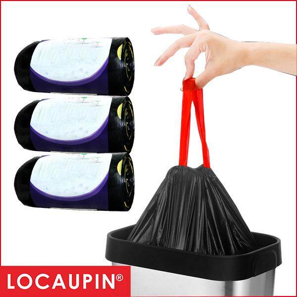 Locaupin Home Garbage Bags office Cleaning Trash Bags With Rope(20pcs,90pcs,100pcs)