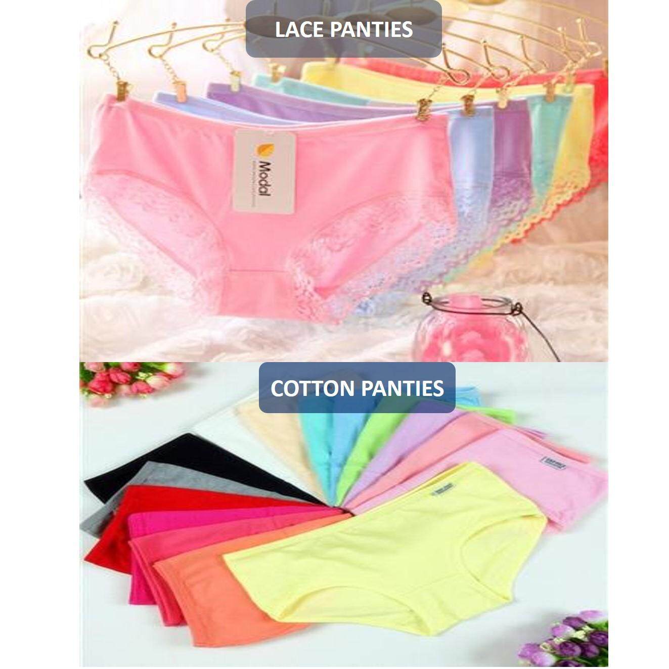 READY STOCK [SIZE: L - XL] Quality Women Cotton Lace Modal Pulo Panties