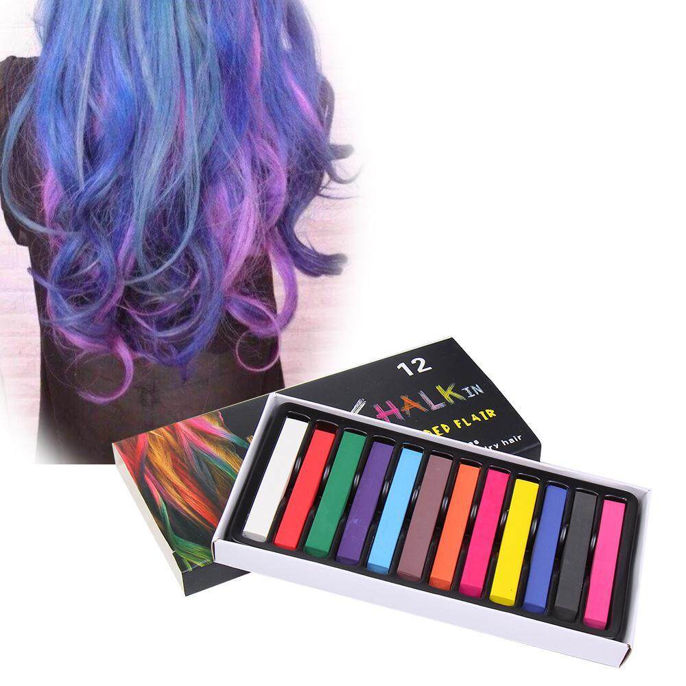 Oanda Rambut Chalk Set, 24 Warna Sementara Warna Rambut untuk Anak-anak Rambut Dyeing Pesta dan COSPLAY DIY, bekerja Pada Semua Warna Rambut (12 Pcs)-Internasional