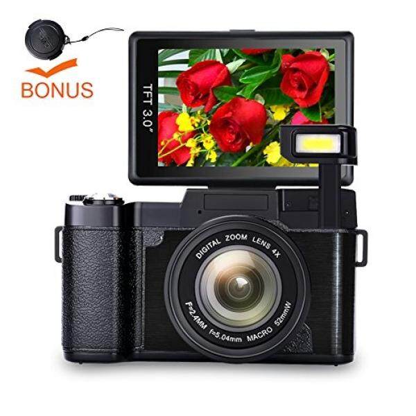 GPL/Digital Kamera Vlog Kamera HD Penuh 1080 P Titik dan Menembak Kamera Flip Layar Kilat Kamera Cahaya Camcorder dengan Tutup Lensa/ kapal dari Amerika Serikat-Intl
