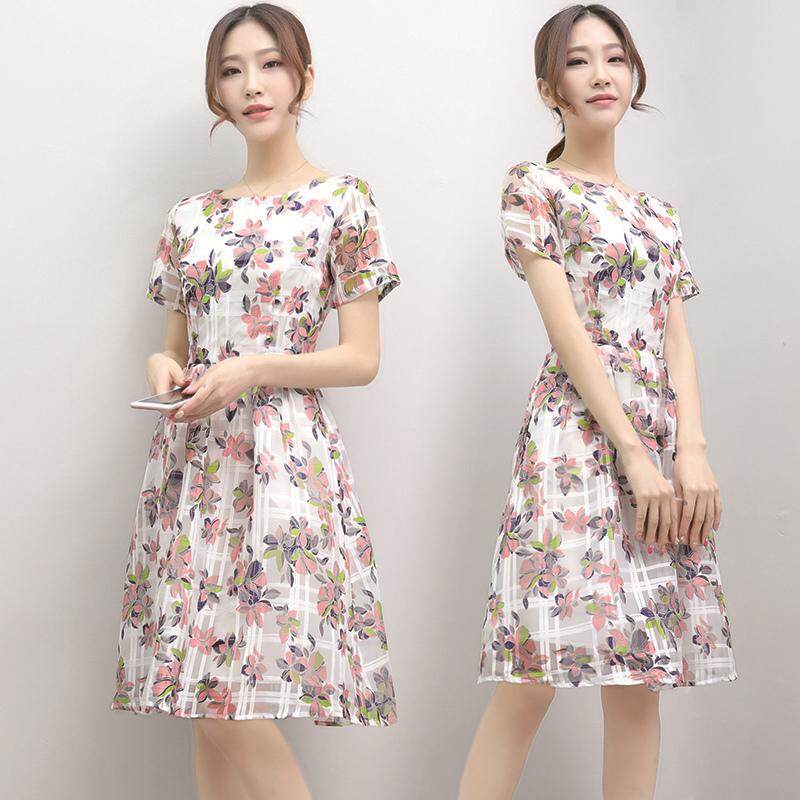 Hetu style women's wear Korean print medium length printed dress female fashion Princess Dress