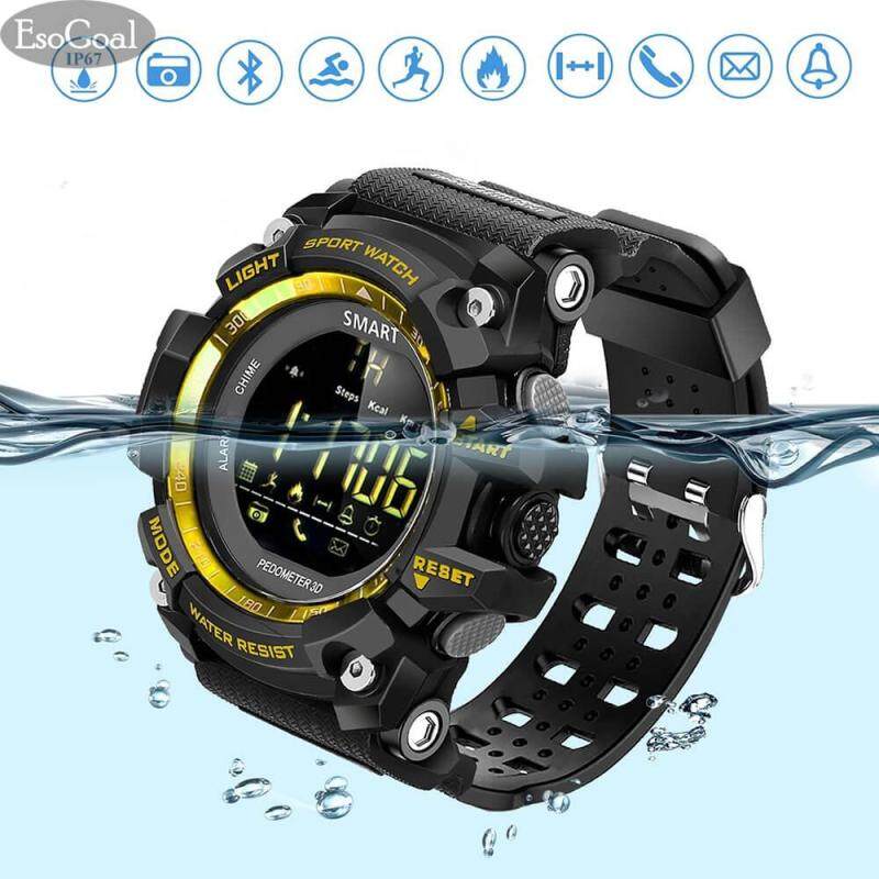 EsoGoal Sports Smart Watch Bluetooth Watch Pedometer Fitness Tracker Wearable Technology IP67 Waterproof Remote Camera Running Equipment Android and Smartphones Best Choice Men and Boys Black Malaysia