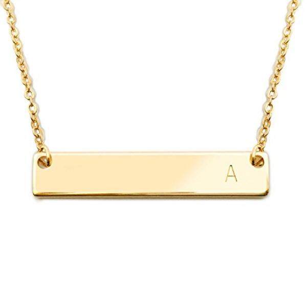 18 K Gold Berlapis Initial Bar Kalung Hari Ibu Wisuda Hadiah 17.5 Inch Bar Yang Dipersonalisasi Kalung (Sebuah) -Internasional