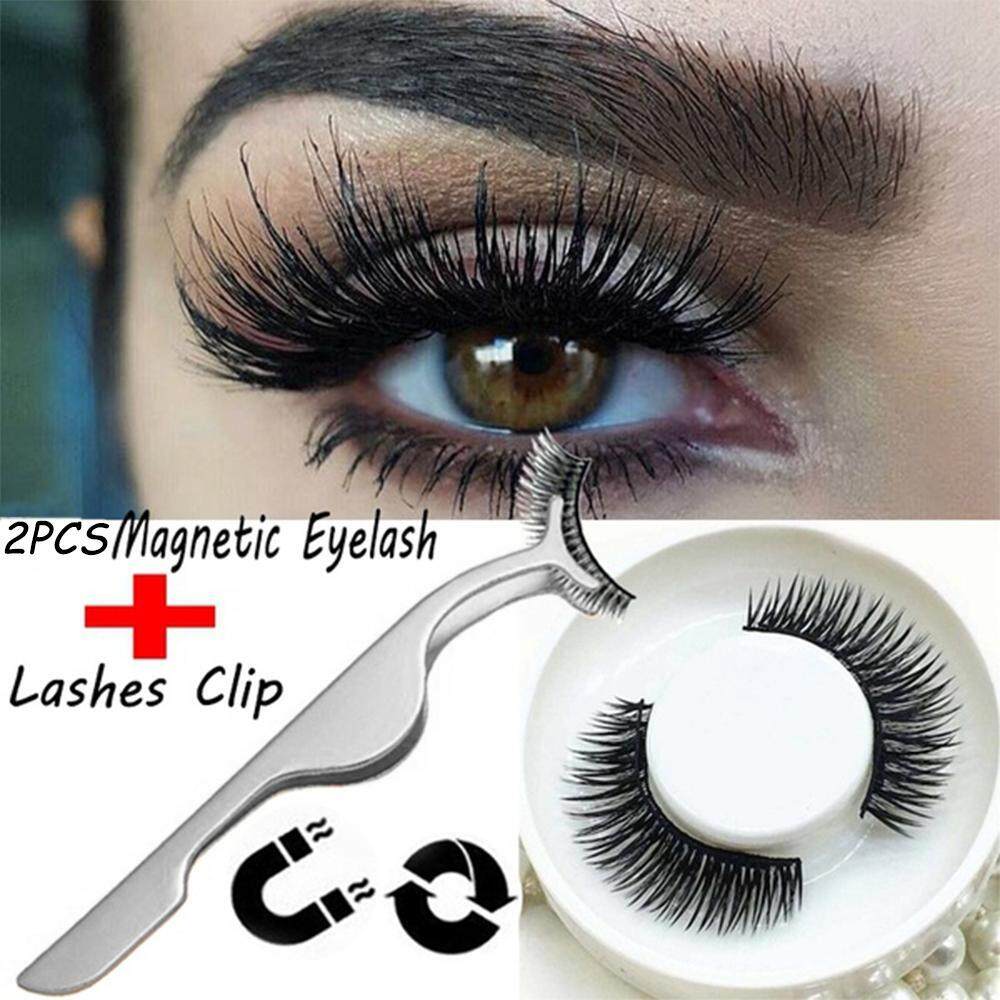 Pawaca 1 Pair 3D Eyelashes Magnet Magnetic False Eyelashes Magnetic Eye Lashes Makeup Kit + 1Pcs False Eyelash Clip Philippines