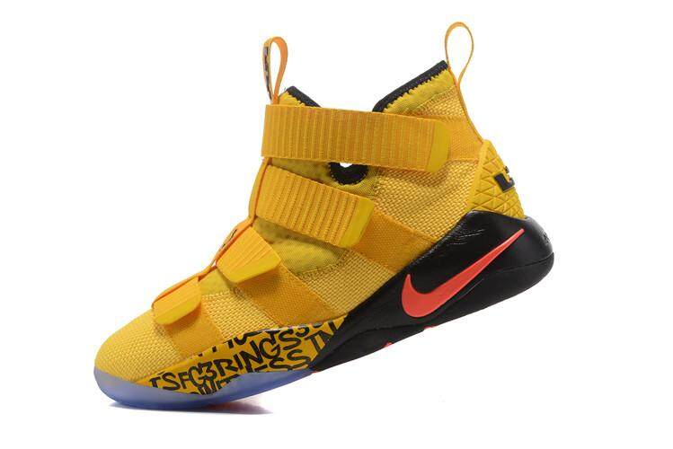 Yellow Black LeBron Soldier XI Mid Top LeBron James 11 Slip Resistant MVP LBJ Men's NBA Basketball Shoe LeBron Raymone James King James Offical Cavaliers #23 EU:40-45 - intl