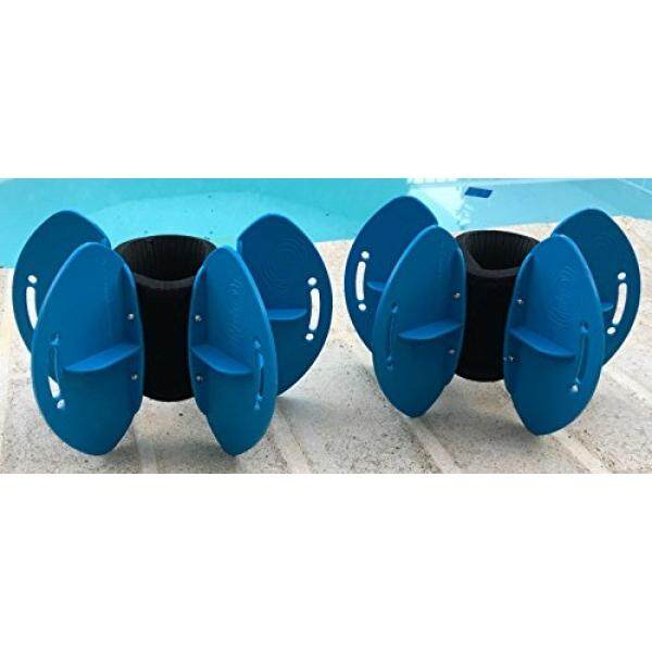 Aqualogix Biru Maksimum Ketahanan Air Fins-Omni-directional Air/Drag Ketahanan Latihan untuk Tubuh Bagian Bawah dan Atas latihan Renang-Termasuk Demonstrasi Online Video (Sirip Pasang Hrbbls) -Internasional