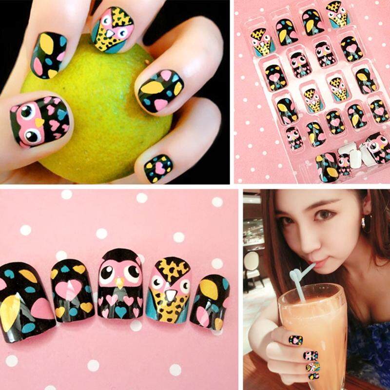 24pcs Cute Owl False Nails Full Cover Tips Women DIY Nail Art Manicure DIY Decor - intl Philippines