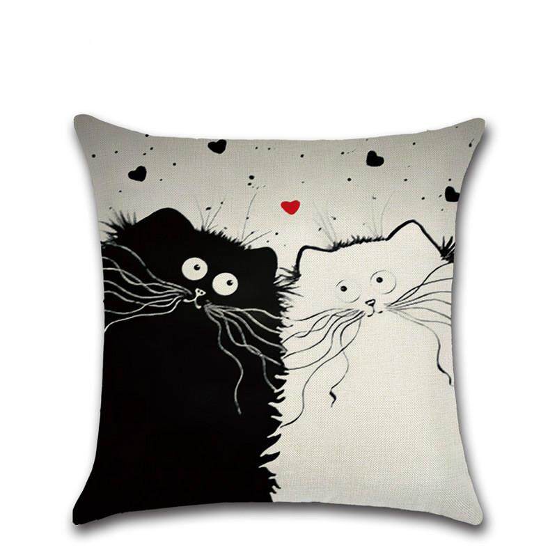 Panda Online 45 Cm * 45 Cm Kitty Kucing Lucu Kartun Kasus Bantal Sofa Sarung Bantal Linen Katun
