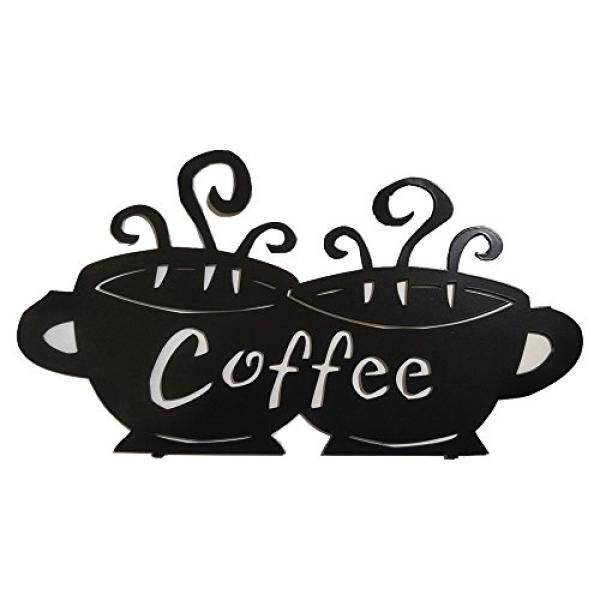 Kopi Metal Wall Art, Potongan Laser Dekoratif Panel Dekorasi Patung Kopi Dekorasi untuk Rumah, Kantor, Warung Kopi, hadiah Pindah Rumah Ide 12.6X7 Inch-Intl