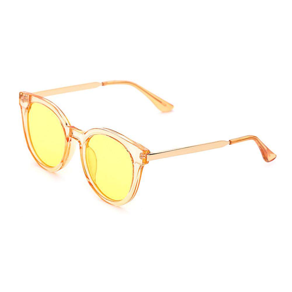 Dsstyles Hitam Wanita Transparan Melingkar Warna-warni Film Fashional Kacamata Hitam Lensa Warna: Jeli Kuning (Laut)-Internasional