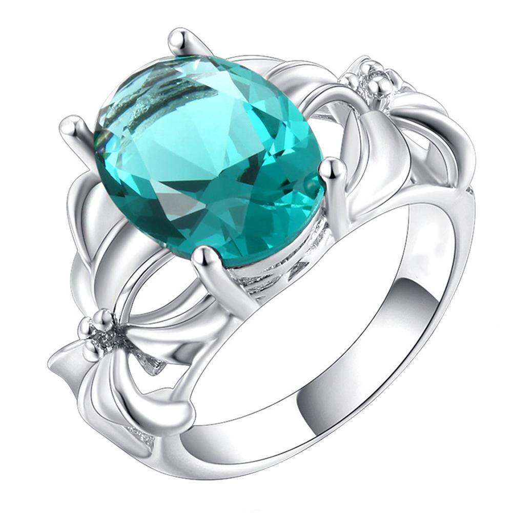 Anggun Pernikahan Pengantin Pesta Aksesori Wanita Zamrud Jari Cincin Perhiasan Hadiah U.s. 10 (Hijau)-Internasional