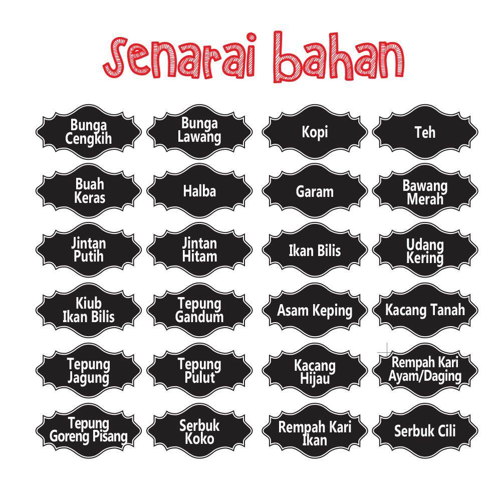 48 PCS New Home Kitchen Jars Stickers Lables Black
