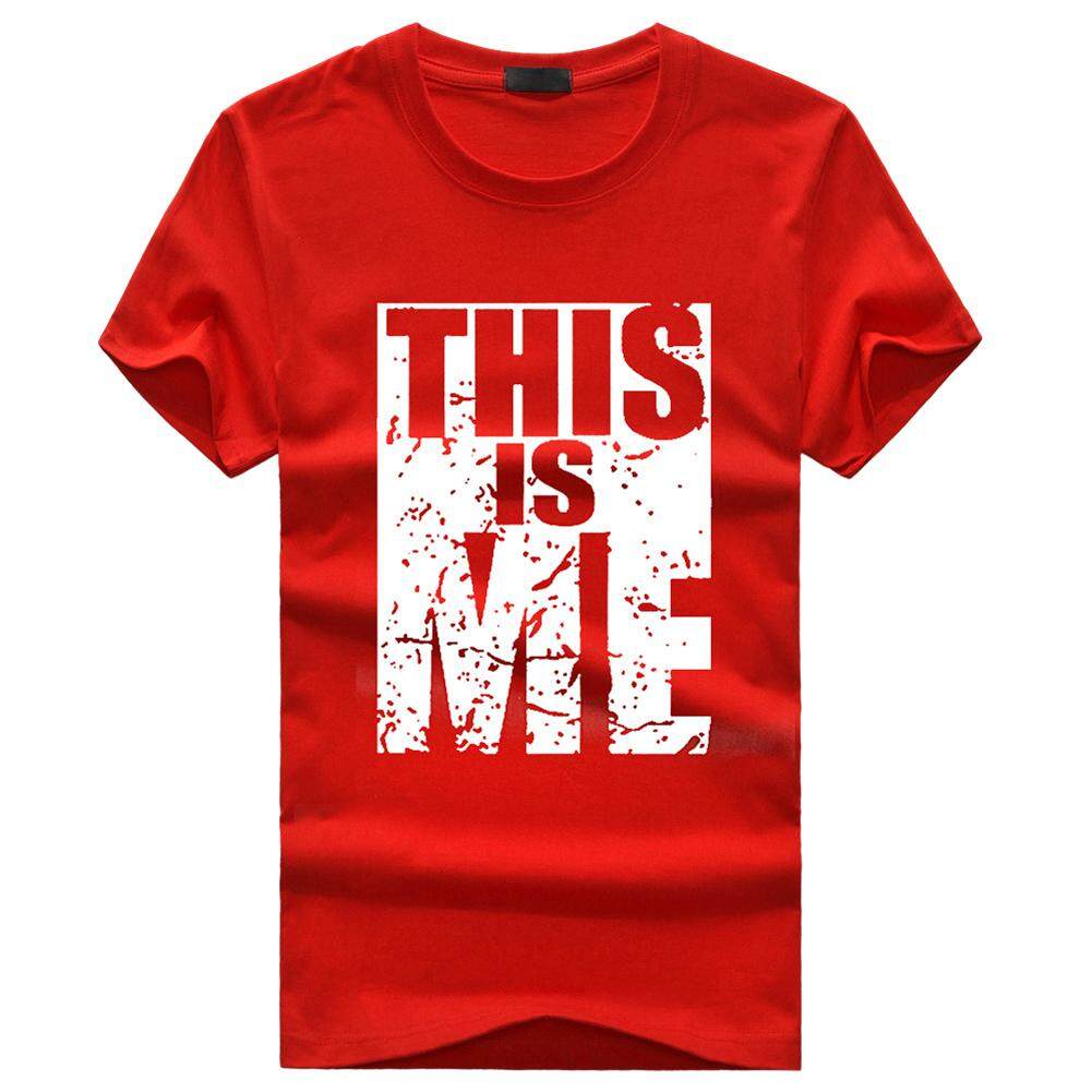 O Neck T Shirt Men Short Sleeve T Shirts Gym Fitness T-Shirt Outdoor Solid Undershirt Red L