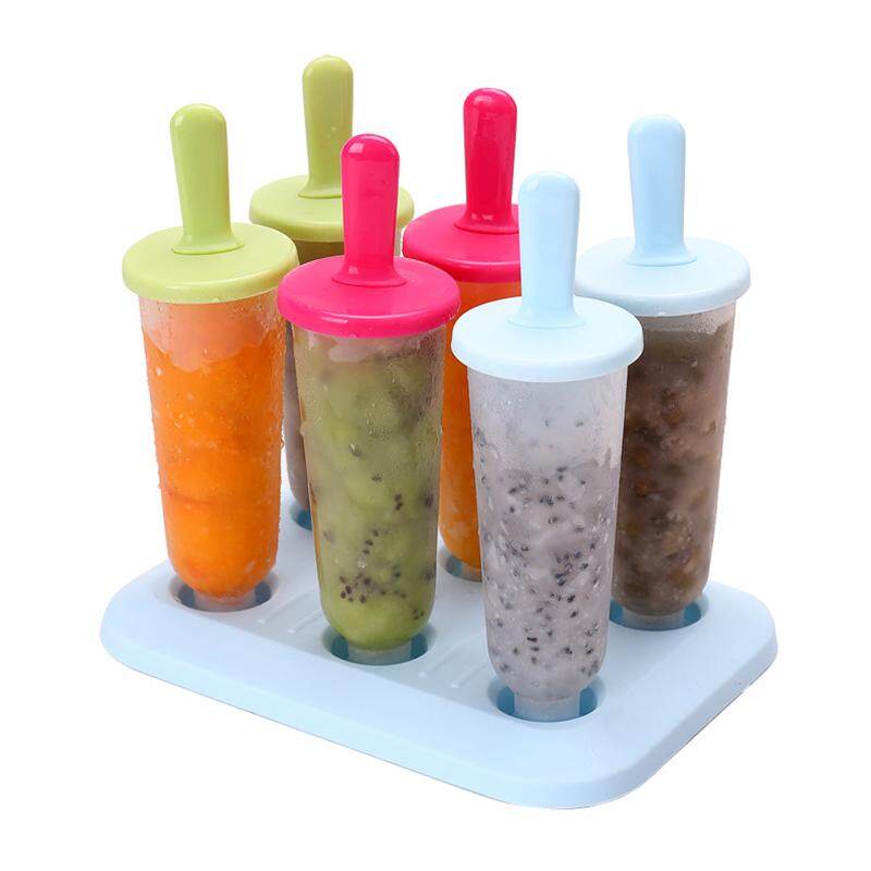 6PCS Colorful Freezer Pop Popsicle Frozen Mold Ice Cream Yogurt Juice Maker - Reusable, BPA Free, DIY Specification:Circular mixed color popsicle