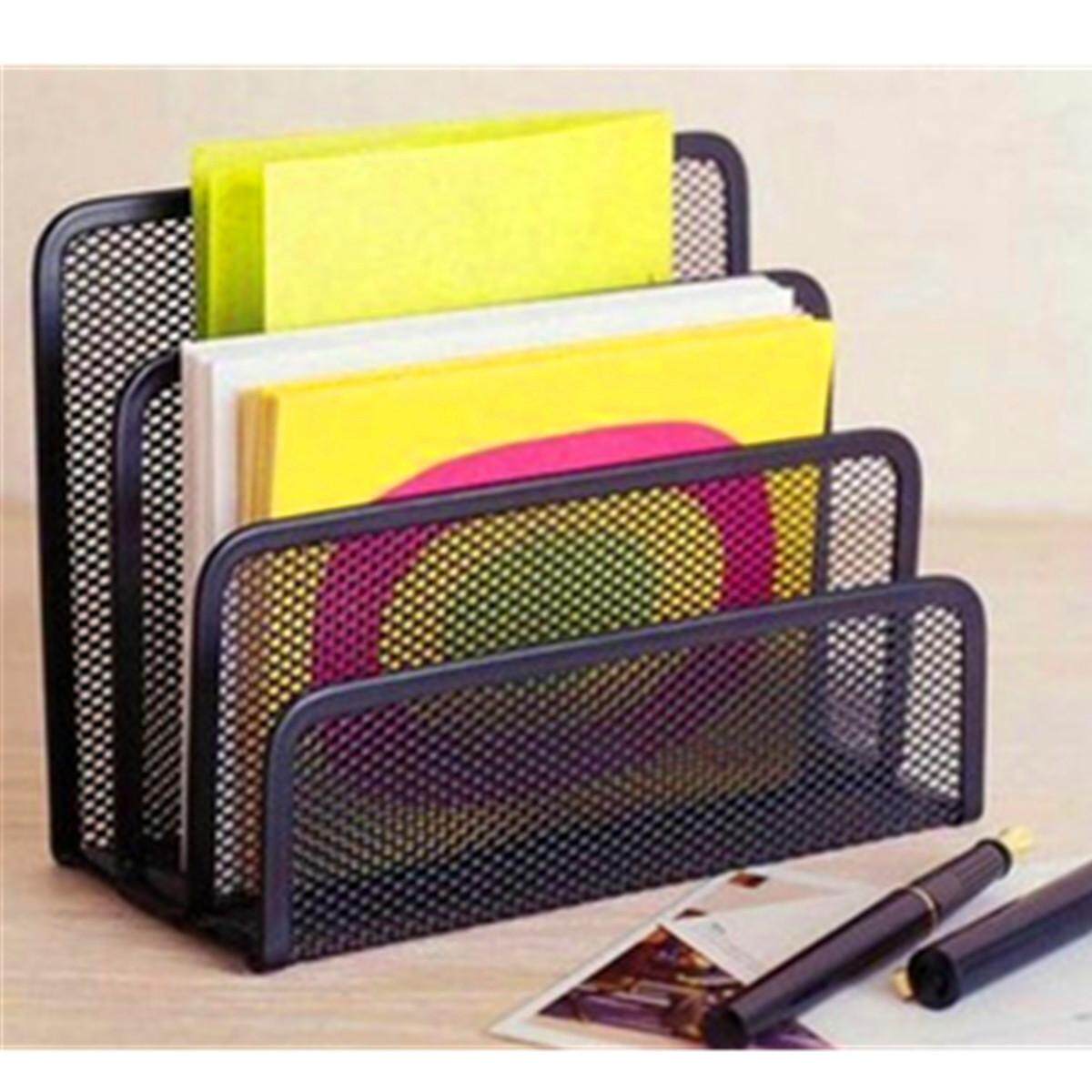 Mesh Penyortir Surat Surat Hitam Dokumen Tray Meja Kantor Penyusun Dokumen Bisnis-Intl