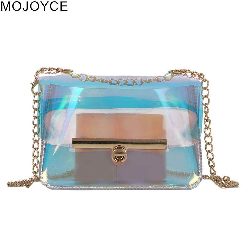 MOJOYCE Women Chic Fabulous Clear Handbag Small Crossbody Messenger Bags Laser Shoulder Chain Bag