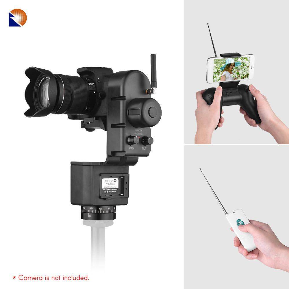 Zifon YT-3000 50 M Jarak Jauh Pengendali Elektronik Pan Miring Kepala Bermotor Panorama Tripod Kecepatan Kepala Dapat Disesuaikan 3Kg Payload untuk canon Nikon Sony DSLR Wifi Kamera Foto Video Shooting-Internasional