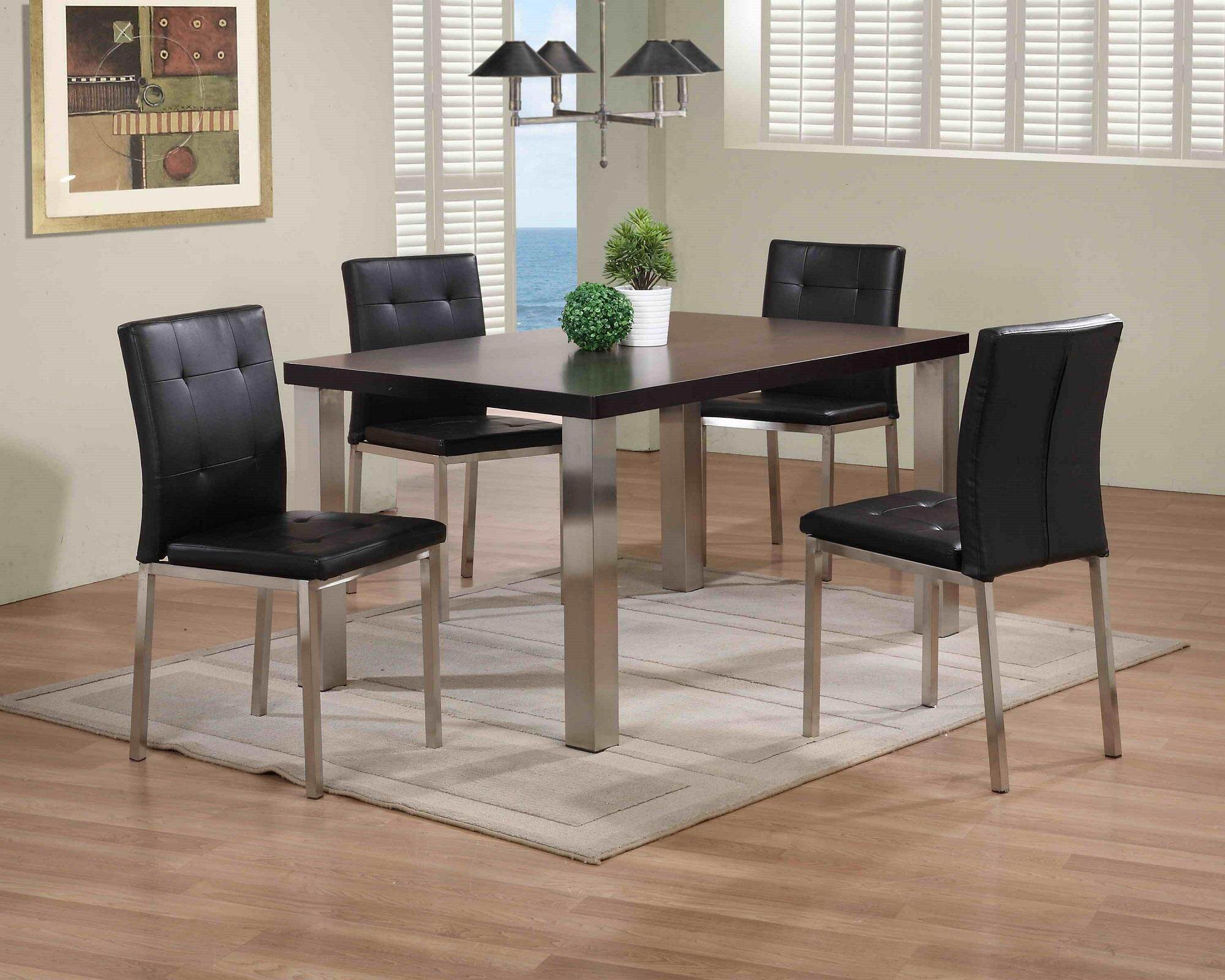 S.STEEL CHAIR W28 + S.STEEL TABLE W321 + SOLID TOP 150X90CM (6+1)