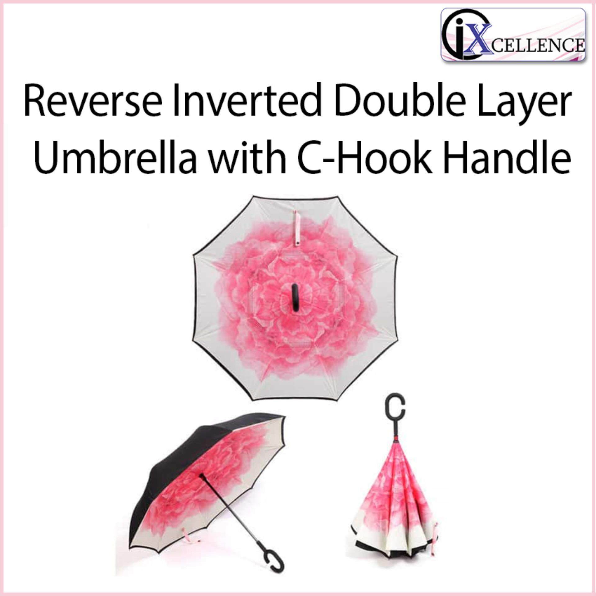 [IX] Reverse Inverted Double Layer Umbrella with C-Hook Handle