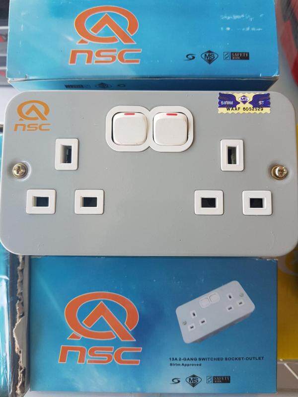NSC 2 GANG 13AMP METAL CLAD SWITCH SOCKET OUTLET