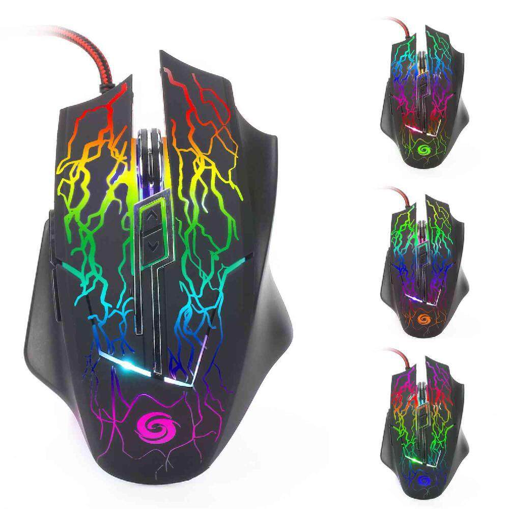 Chux K1022 USB 2.0 Kabel Optik Fleksibel Mouse Gaming Mouse dengan Warna-warni Lampu Napas 2400 Dpi Resolusi untuk PC Laptop-Intl