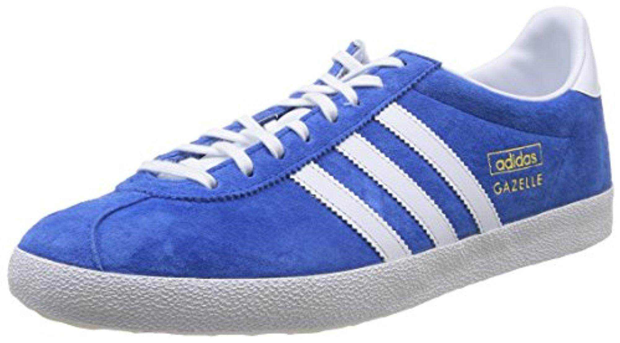 Adidas Originals Laki-laki GAZELLE OG Biru dan Putih Sneakers-10 Inggris-Internasional