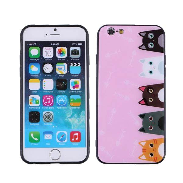 Lucu Hewan Peliharaan Casing Ponsel Komik Lima Kucing Matte Hard Shockproof Anti Gores Cangkang Pelindung Ponsel Cover untuk iPhone 6 S (Berwarna Merah Muda)