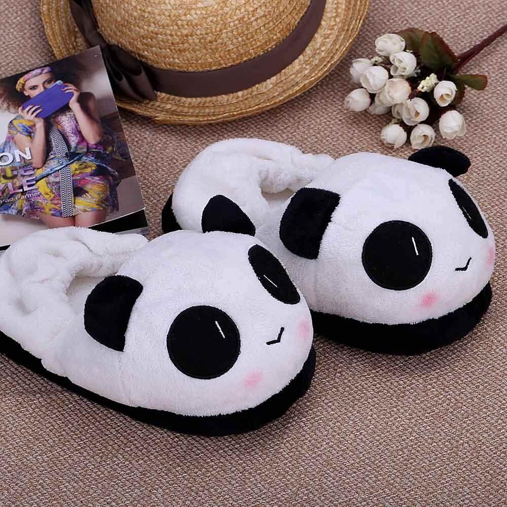 Dalam Kebaruan Sandal untuk Pecinta Musim Dingin Hangat Sandal Lucu Kartun Panda Wajah Lembut Mewah Rumah Tangga Panas SEPATU 26 Cm/ 10.24in-Internasional